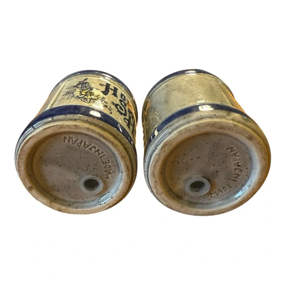 Vintage Ceramic Home Sweet Home Jugs Salt & Pepper Shakers Japan Blue & Grey - Picture 3 of 5